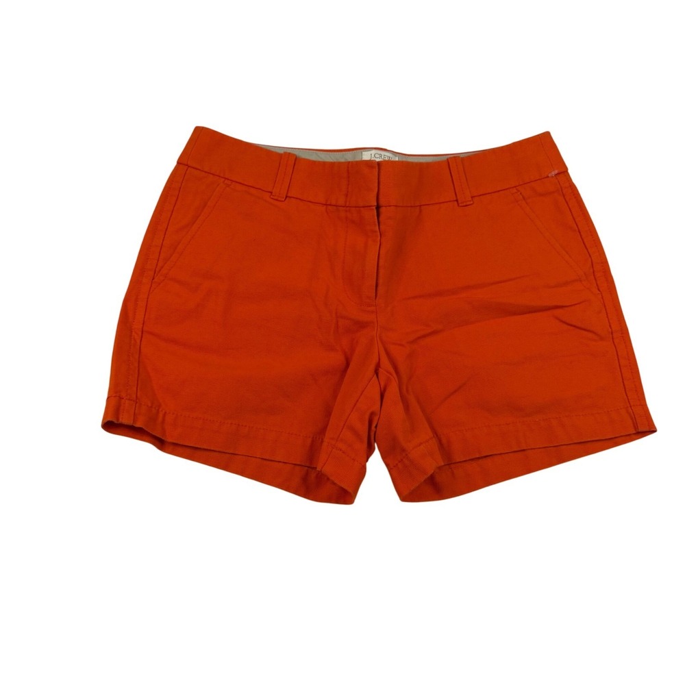 J.Crew Womens Orange Chino Shorts Size‎ 2 Mid Rise Cotton Stretch Summer Casual